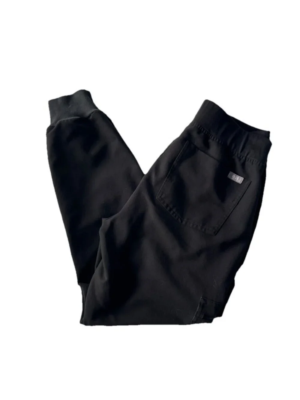 Figs Women's Sz XSP Zamora Black Tech Coll Scrub Pants Joggers Double Drawstring